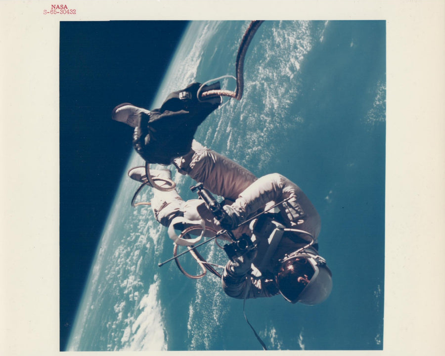 James McDivitt - Ed White walking in space, the Earth limb beyond, Gemini 4